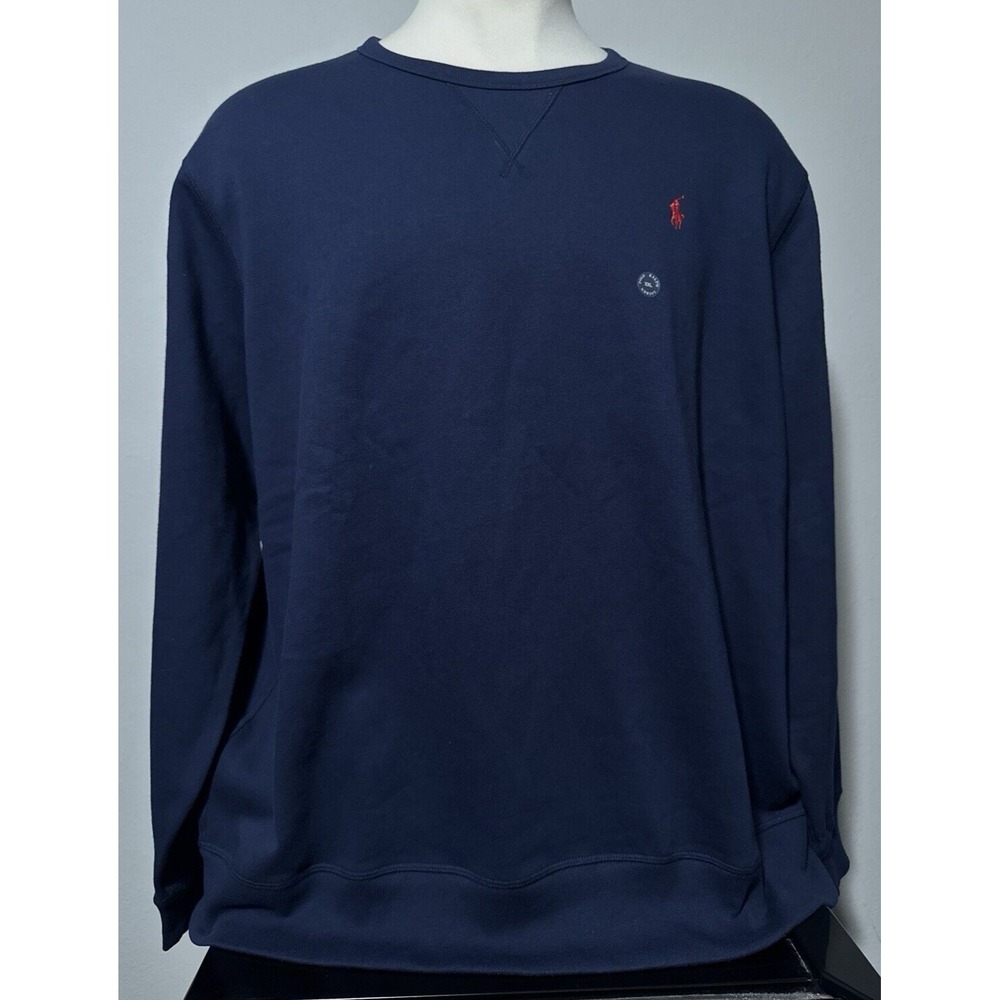 NEW Polo Ralph Lauren Men's Size 2XL Solid Navy Blue Fleece Sweatshirt XXL $125